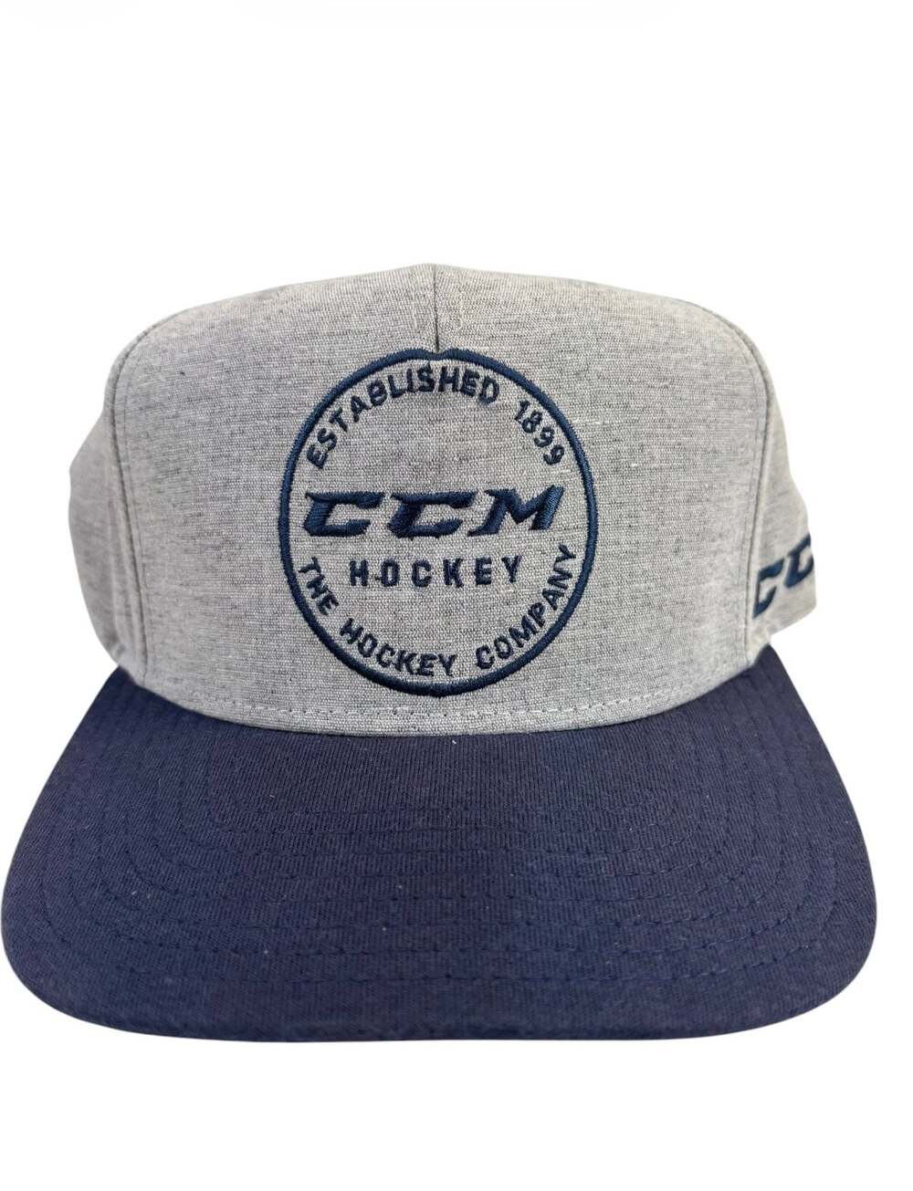 CCM Hockey Established 1899 Snapback Hat Gray Navy